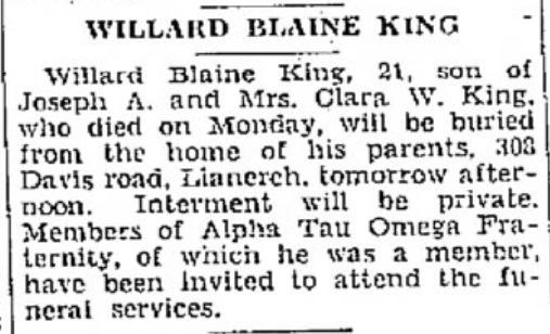 Williard King Dies